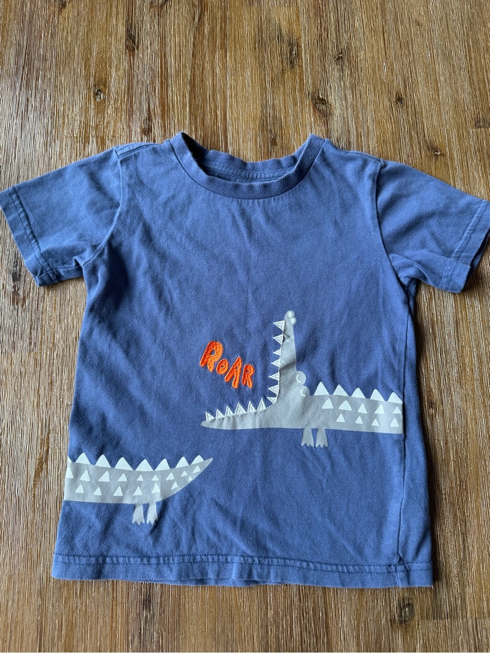 4/20$ Pekkle Kids Blue Short Sleeve Crocodile Graphic Tee T-shirt size 5